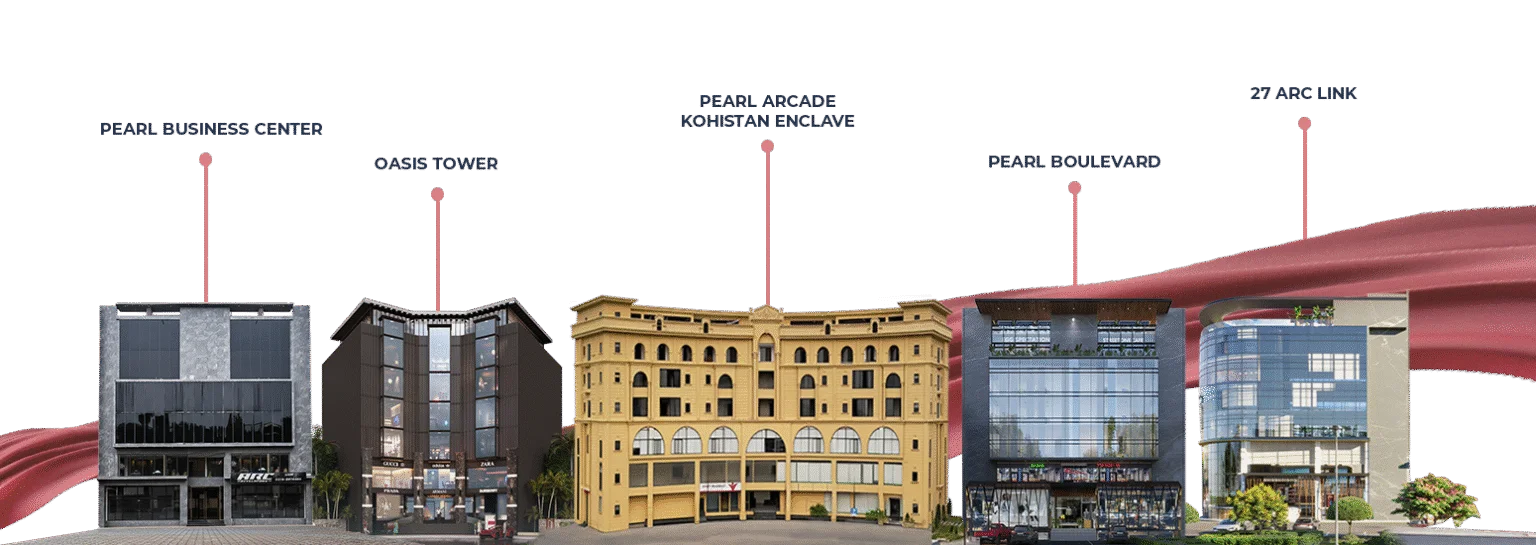 Lineup of ARC developments: Pearl Business Center, Oasis Tower, Pearl Arcade, Pearl Boulevard and 27 ArcLink
